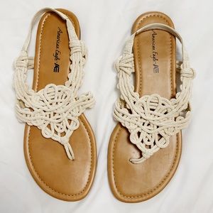 American Eagle Crochet Flat Sandals with Elastic Back